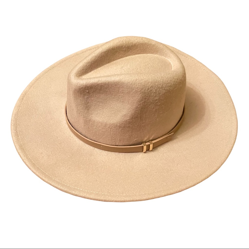 Felt Oversized Hat With leather and gold accents One Size - Picture 1 of 4